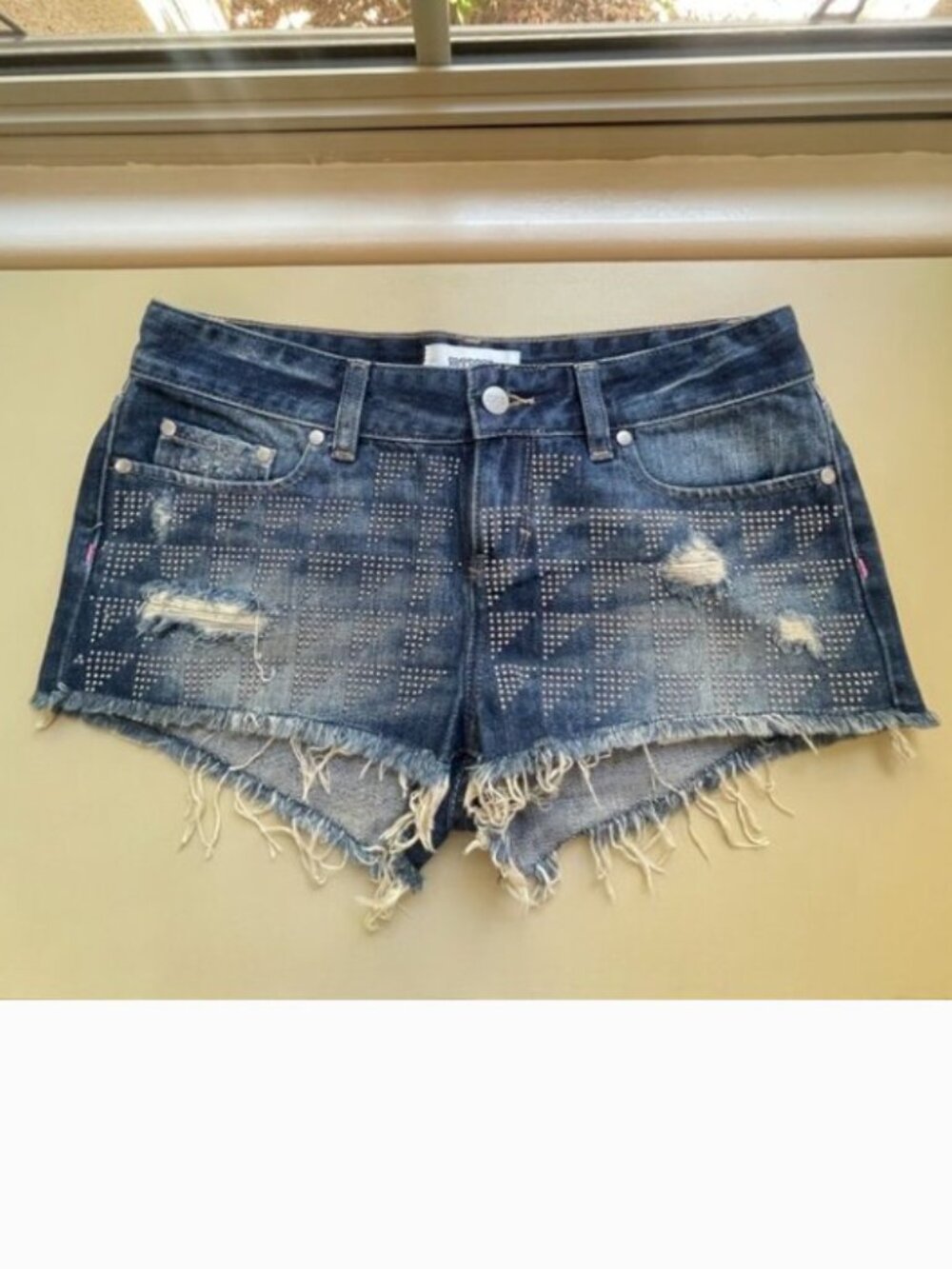 Victoria's Secret PINK Shorts Denim Jean Blue Silver Studs 4